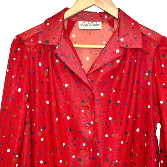 Vintage Union Made Lady Windsor Size 16 Made in the USA Polka Dot Dress - Picture 3 of 11